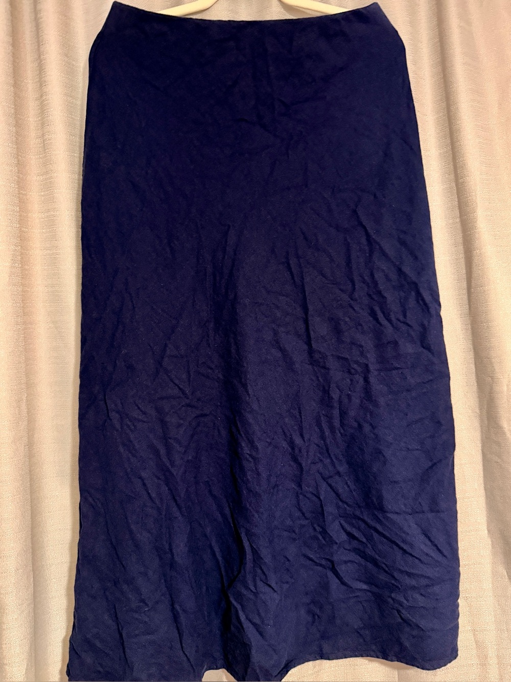 A New Day Navy Blue Linen Blend Midi Maxi Skirt Women’s Medium Pull On